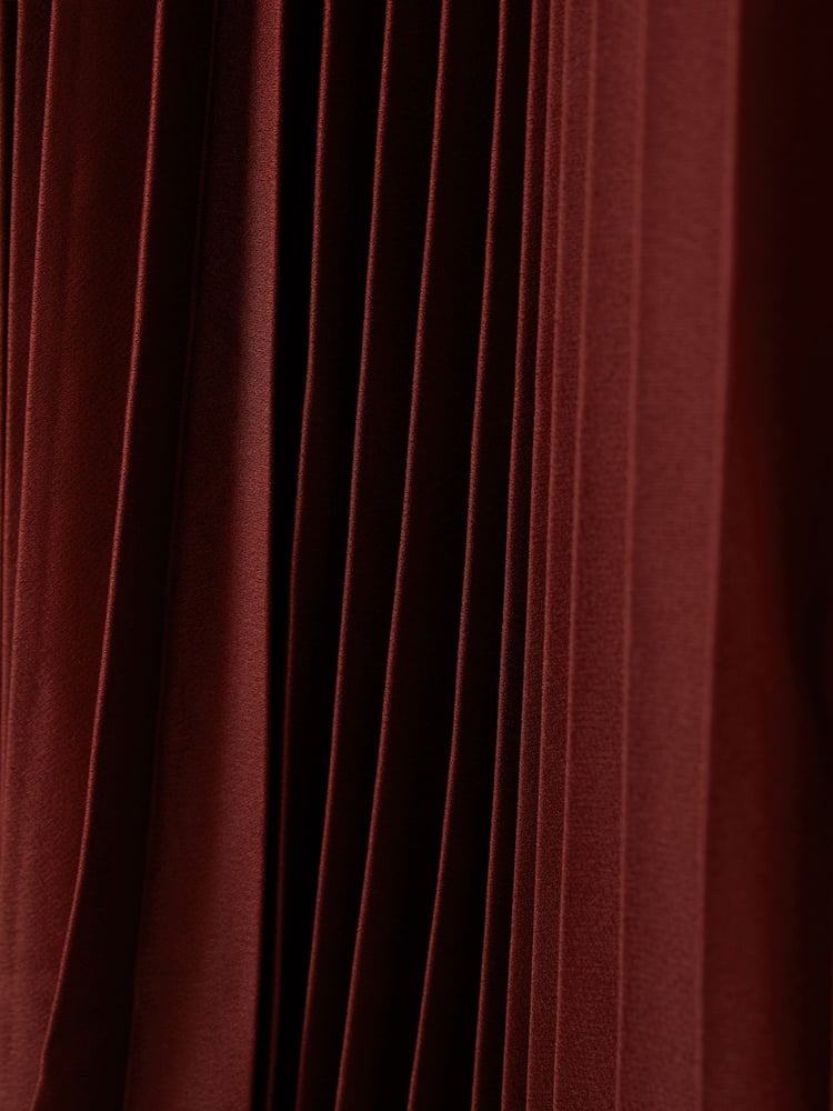 Florere Cinnamon Pleated Satin Maxi Skirt - Image 6 of 6