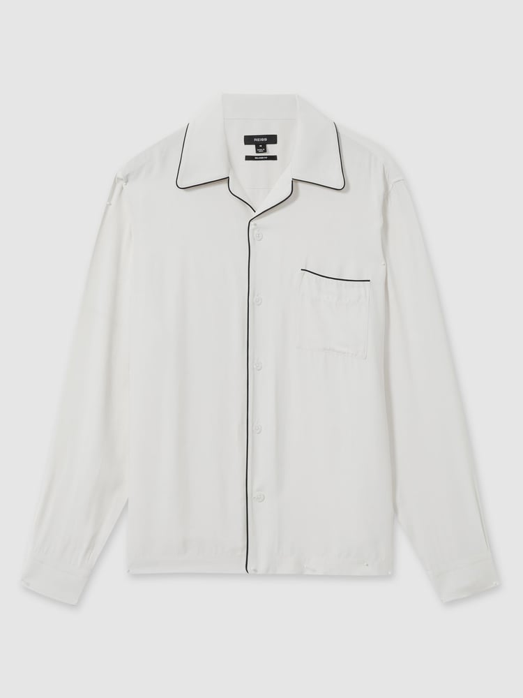Reiss White Aperitif Cocktail-Jacquard Faille Shirt - Image 2 of 7