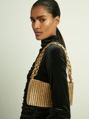 Reiss Black Ari Velvet Ruched Long-Sleeve Top - Image 3 of 6