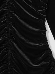 Reiss Black Ari Velvet Ruched Long-Sleeve Top - Image 6 of 6