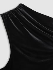 Reiss Black Dylan Velvet Drape Off-Shoulder Top - Image 6 of 6