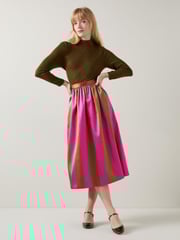 LK Bennett Green Olsen And Magenta Stripe Jacquard Social Skirt - Image 1 of 4