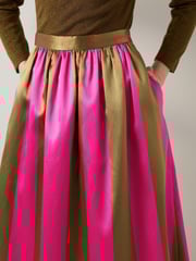 LK Bennett Green Olsen And Magenta Stripe Jacquard Social Skirt - Image 3 of 4