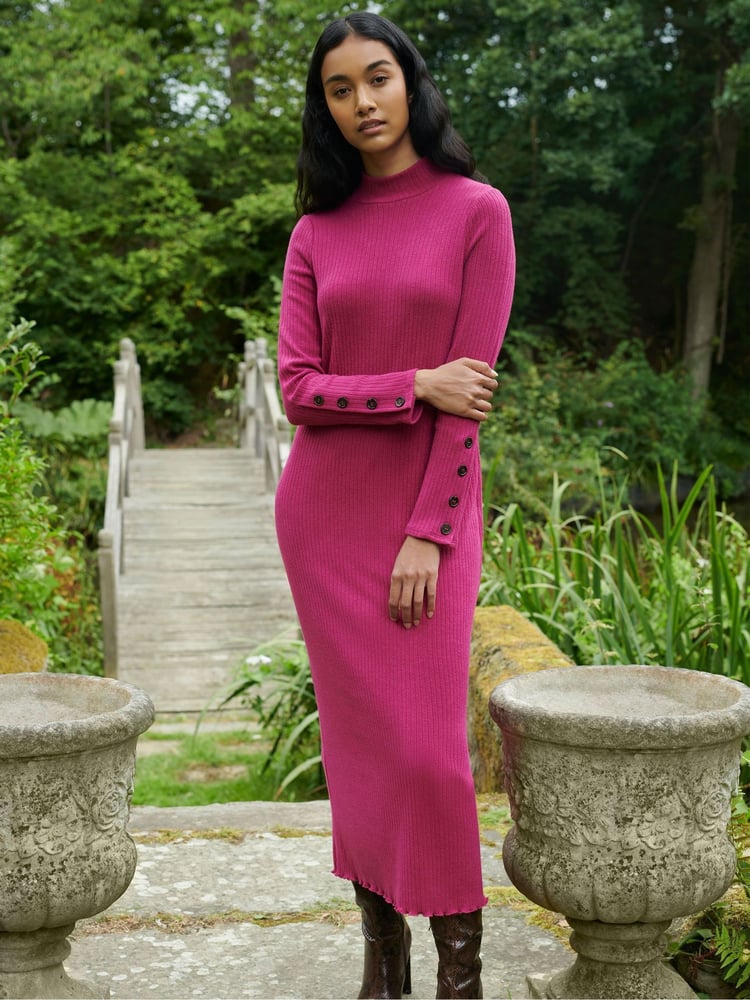 Ro&Zo Berry Rib Knit High Neck Dress - Image 1 of 8