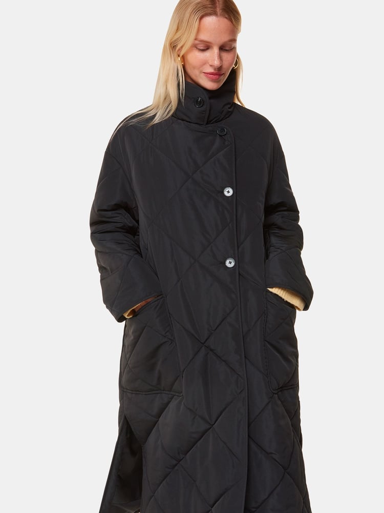 Whistles – Alice – langer, gesteppter Mantel in Schwarz - Bild 1 von 5