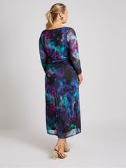 Yours Curve Blue London Mesh Dress - Image 3 of 5