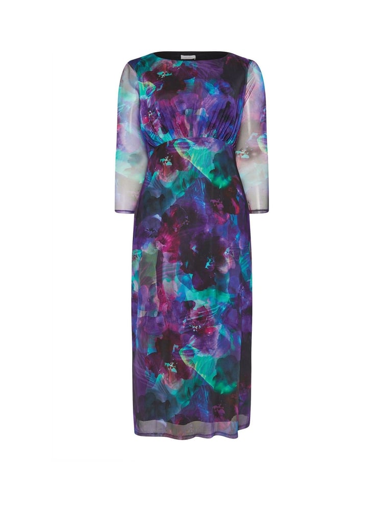 Yours Curve Blue London Mesh Dress - Image 5 of 5