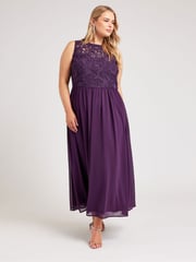 Yours Curve Purple London Lace Front Maxi Dress - Image 2 of 4