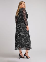 Yours Curve Black London Mesh Dress - Image 3 of 5