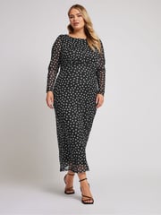 Yours Curve Black London Mesh Dress - Image 4 of 5