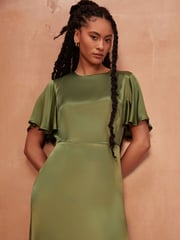Rewritten Green Sienna Bridesmaid Dress With Angel Sleeve - Image 2 of 7
