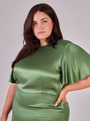 Rewritten Green Sienna Bridesmaid Dress With Angel Sleeve - Image 6 of 7