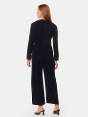 Whistles Blue Elora Velvet Jumpsuit - Image 2 of 5