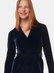 Whistles Blue Elora Velvet Jumpsuit - Image 3 of 5