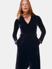 Whistles Blue Elora Velvet Jumpsuit - Image 4 of 5