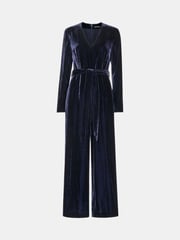 Whistles Blue Elora Velvet Jumpsuit - Image 5 of 5