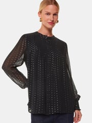 Whistles Black Metallic Stripe Blouses - Image 1 of 5
