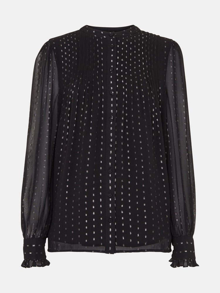Whistles Black Metallic Stripe Blouses - Image 5 of 5