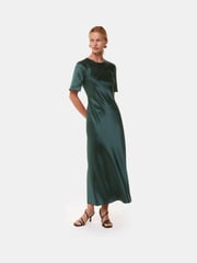 Whistles Green Avery Satin Twist Dress - Image 1 of 5