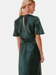 Whistles Green Avery Satin Twist Dress - Image 2 of 5