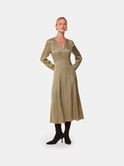 Whistles Green Jacquard Zig Zag Print Dress - Image 3 of 5