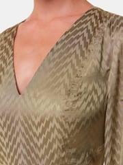 Whistles Green Jacquard Zig Zag Print Dress - Image 4 of 5