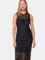 Whistles Floral Sequin Lyra Black Dress - Image 3 of 5