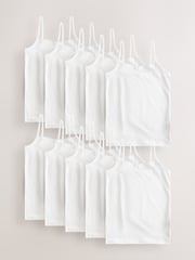 White 10 Pack Elastic Strappy Cami Vests (1.5-16yrs) - Image 1 of 7