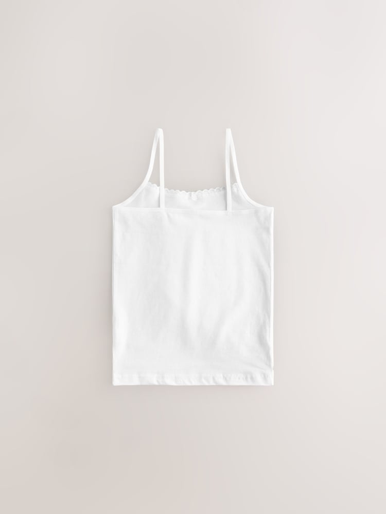 White 10 Pack Elastic Strappy Cami Vests (1.5-16yrs) - Image 2 of 7