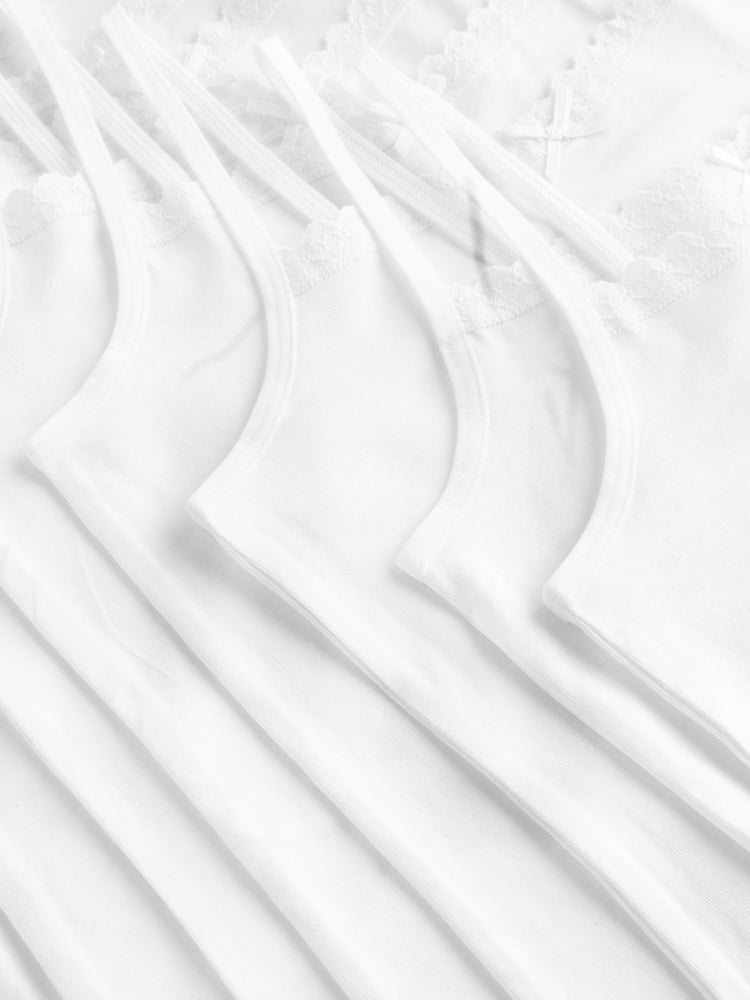 White 10 Pack Elastic Strappy Cami Vests (1.5-16yrs) - Image 7 of 7