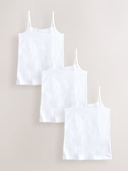 White 3 Pack Elastic Strappy Cami Vests (1.5-16yrs) - Image 1 of 5