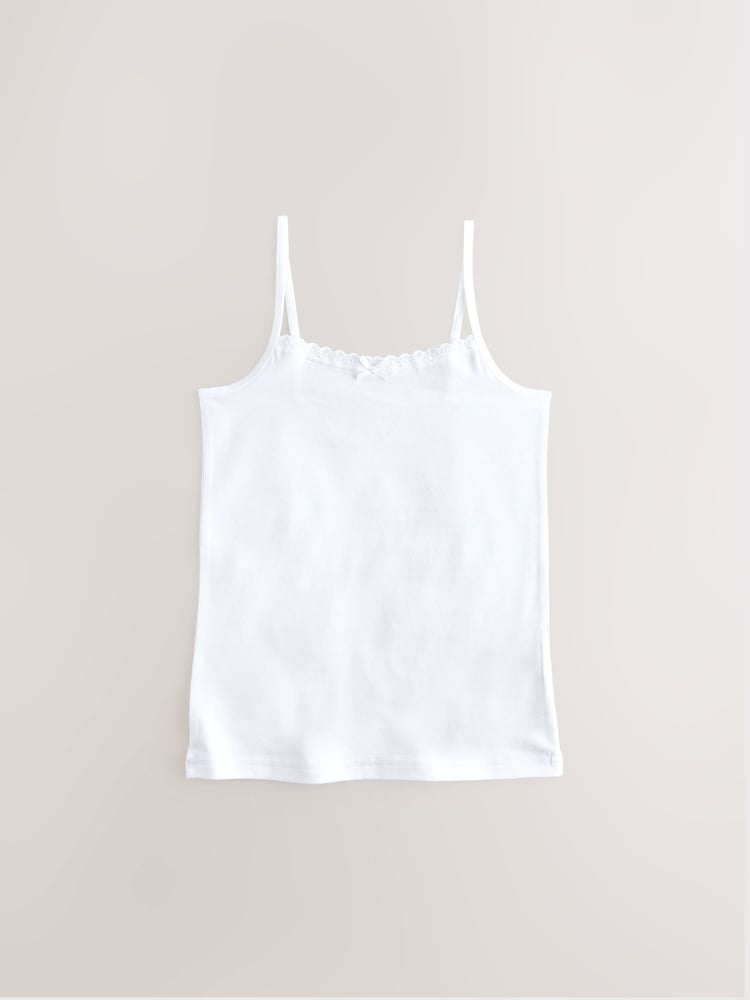 White 3 Pack Elastic Strappy Cami Vests (1.5-16yrs) - Image 2 of 5