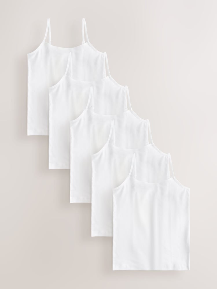White 5 Pack Cami Vest (1.5-16yrs) - Image 1 of 6