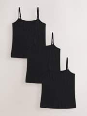 Black Strappy Cami Vests 3 Pack (1.5-16yrs) - Image 1 of 7