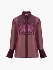 French Connection Red Hana Adalynn Sequin Bib Shirt - Image 1 of 1