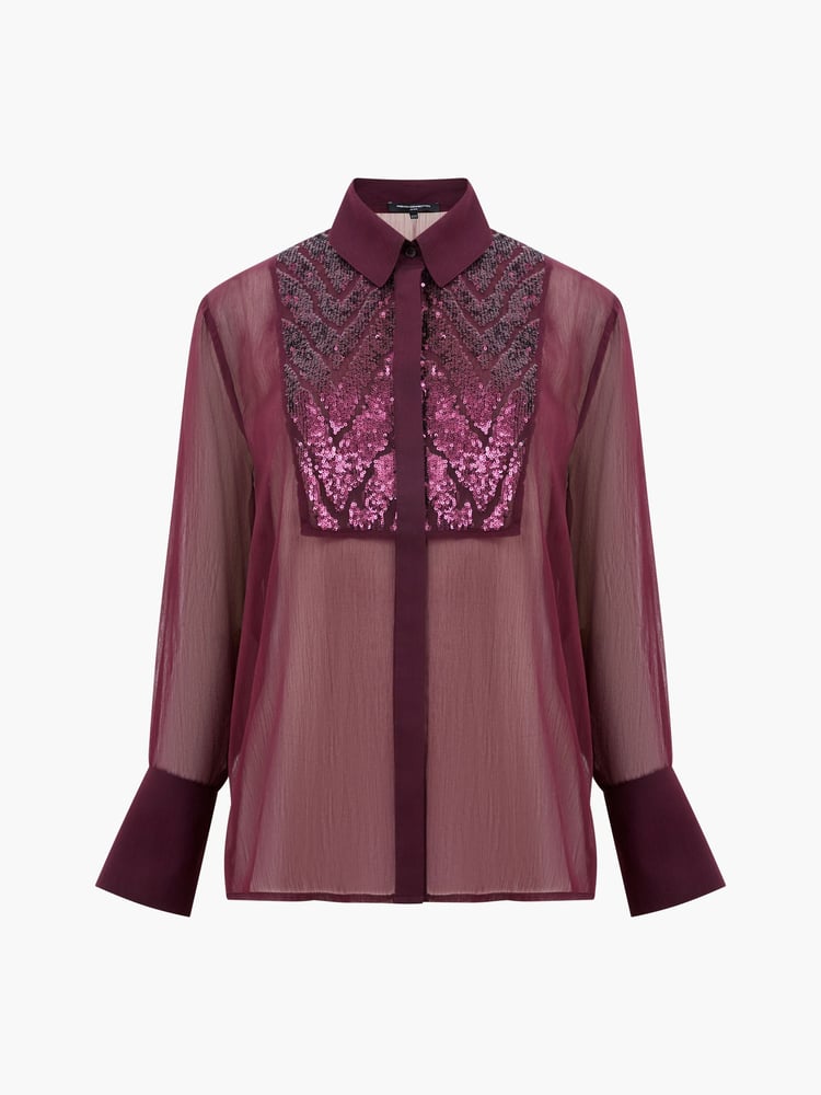 French Connection Red Hana Adalynn Sequin Bib Shirt - Image 1 of 1