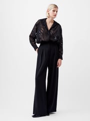 French Connection Black Wide Leg Harrie Suiting Trousers - Image 1 of 4