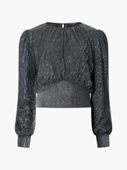 French Connection Silver Tamy Metallic Plissé Top - Image 4 of 4