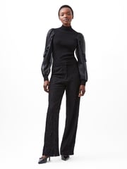 French Connection Black Organza Krista Puff Sleeve Top - Image 1 of 4