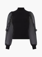 French Connection Black Organza Krista Puff Sleeve Top - Image 4 of 4