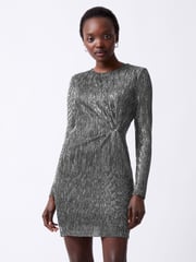 French Connection Silver Tamy Metallic Fitted Mini Dress - Image 3 of 4