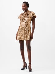 French Connection Brown Sequin Mesh Dress - Image 1 of 4
