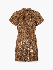 French Connection Brown Sequin Mesh Dress - Image 4 of 4