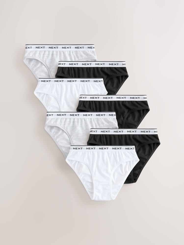 Black/White Bikini Briefs 7 Pack (5-16yrs) - Image 1 of 11