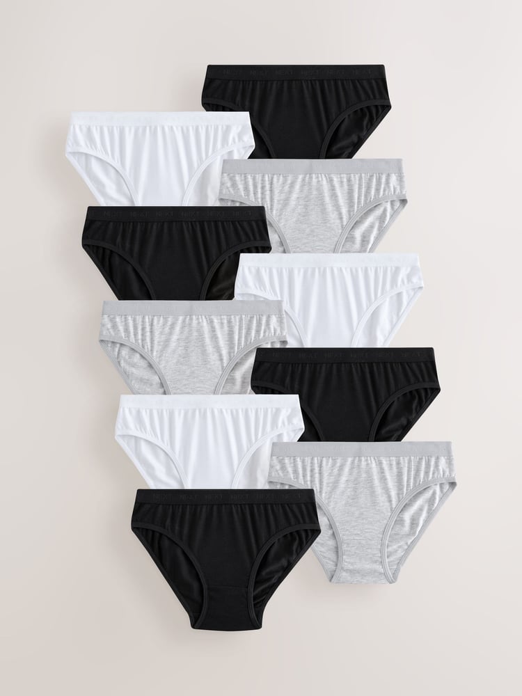 Black/White Bikini Briefs 10 Pack (5-16yrs) - Image 1 of 14