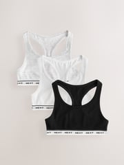 Black/White Racer Back Crop Tops 3 Pack (5-16yrs) - Image 1 of 7