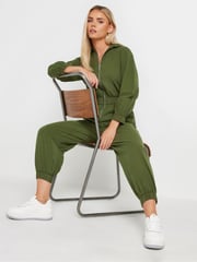 PixieGirl Petite Green Long Sleeve Zip Thru Jumpsuit - Image 1 of 4