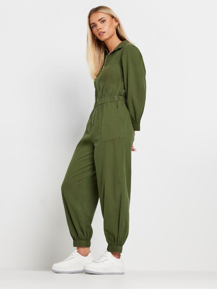 PixieGirl Petite Green Long Sleeve Zip Thru Jumpsuit - Image 2 of 4