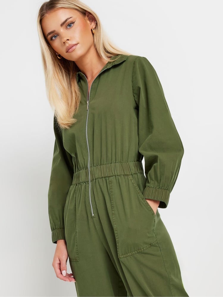 PixieGirl Petite Green Long Sleeve Zip Thru Jumpsuit - Image 4 of 4