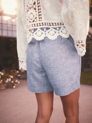 Navy Linen Rich Boy Shorts - Image 3 of 7